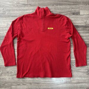 Vintage 2005 Y2K DHL Sweater Mens XL Red Pullover 1/4 Zip Logo Embroidered Comfy